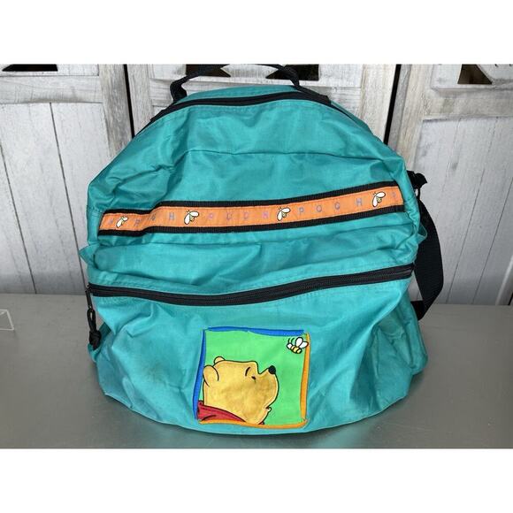 Vintage Disney Winnie The Pooh Teal Messenger Book Bag 90s - Picture 1 of 9